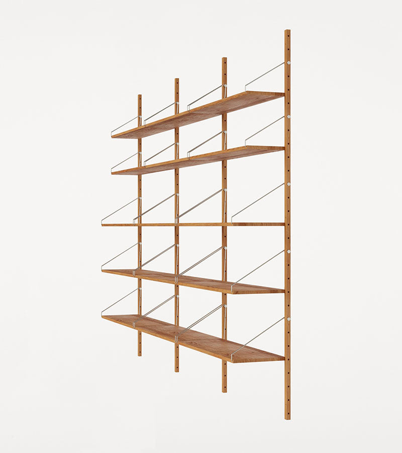 H1852 | Triple Section · Natural Oak · Shelf Library
